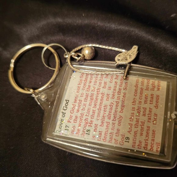 Bible Scripture Keychain with Bird & Bead Pendant - Picture 3 of 3